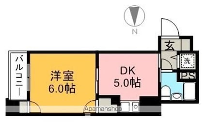 アルファはりまやばし[1DK/21.4m2]の間取図