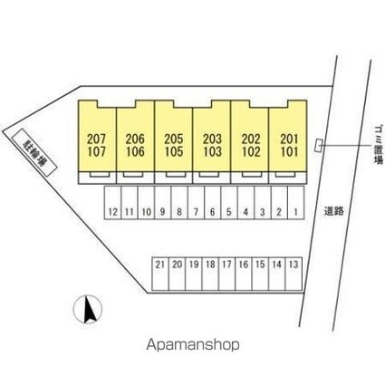 クレセール三谷[1LDK/48.23m2]の配置図
