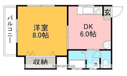アルカサール・アン[1DK/30m2]の間取図