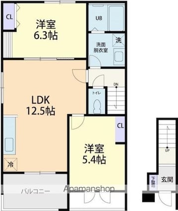 シンフォニア　Ｂ[2LDK/55.42m2]の間取図