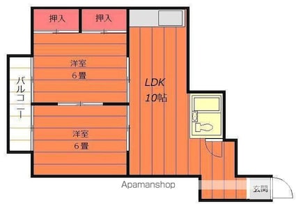 たかおマンション[2LDK/44.22m2]の間取図