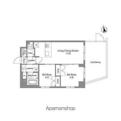 ＥＮｅｔｉａｌ代官山[2LDK/50.19m2]の間取図