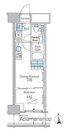 パークアクシス新宿百人町[1DK/30.21m2]の間取図