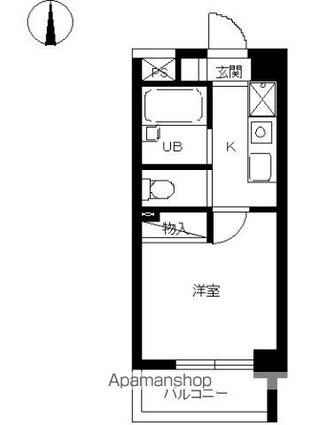 スカイコート神楽坂第２[1K/20.65m2]の間取図