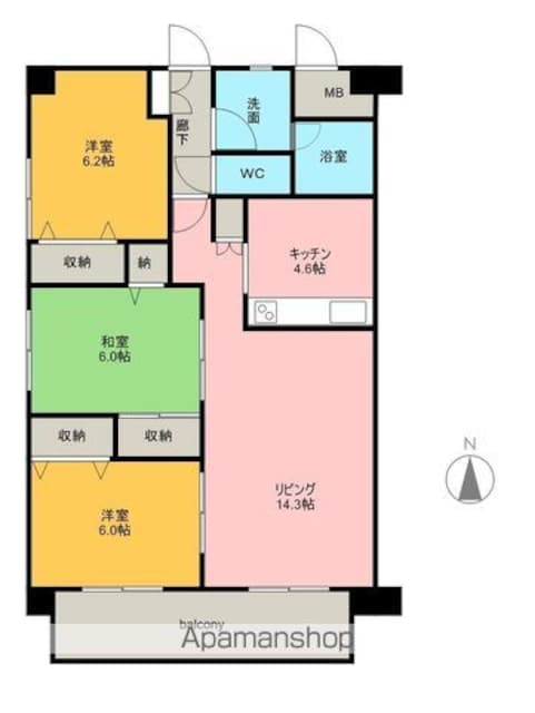 和泉ガーデンパレスⅠ[3LDK/72.9m2]の間取図