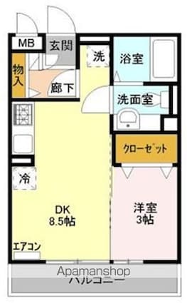 クレセントコートＫａｙ[1DK/29.26m2]の間取図
