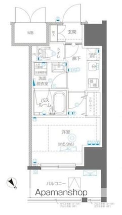 アルファレジデンシア南千住[1K/25.72m2]の間取図