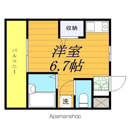 パラッツォ・シンパティコ[1R/16.72m2]の間取図