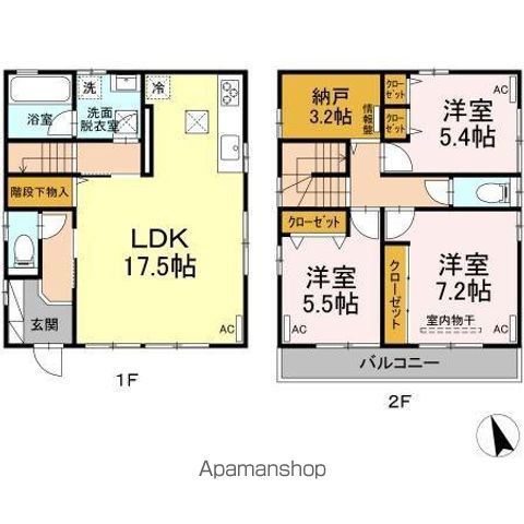 【国立市谷保の戸建ての間取り】