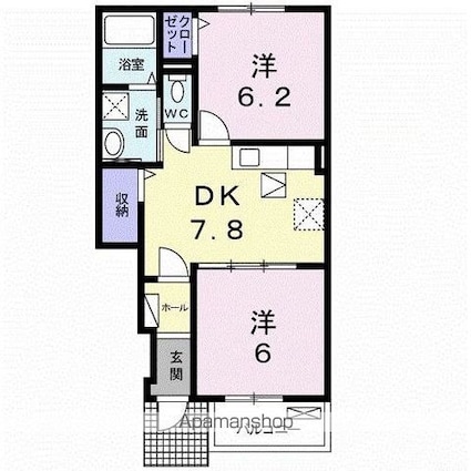 グランデ　カーサＨ[2DK/46.18m2]の間取図