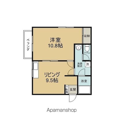 ウィステリア稲元[1LDK/45.36m2]の間取図