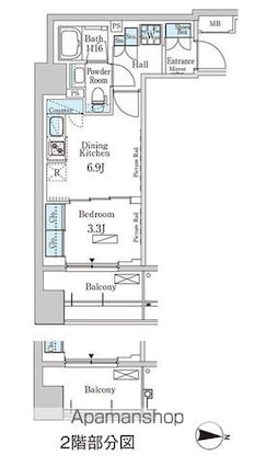 パークアクシス神楽坂・早稲田通り[1DK/30.07m2]の間取図