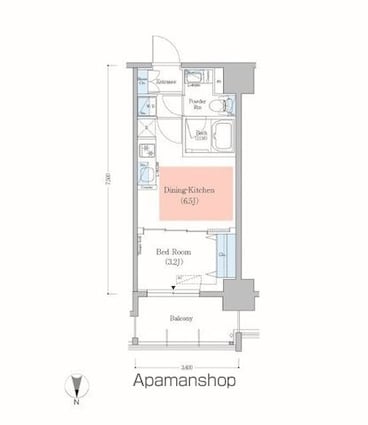 アーバネックス錦糸町Ⅱ[1DK/25.5m2]の間取図
