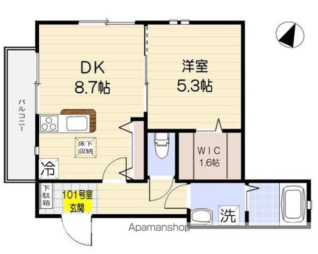 メゾン・ド・ノワ[1LDK/37.75m2]の間取図