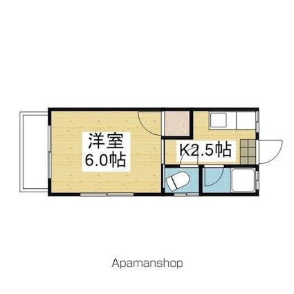 マンスリー・ワン・オグリ[1K/18.2m2]の間取図