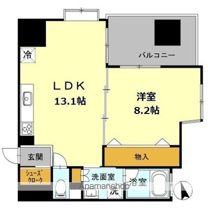 カスタリア伏見[1LDK/50.02m2]の間取図