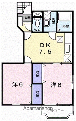 フローラル　Ⅱ[2DK/44.34m2]の間取図