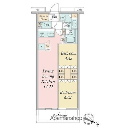 ブランシエスタ目黒中央町[2LDK/52.72m2]の間取図