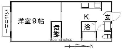ルミネＫ南棟[1DK/32.4m2]の間取図