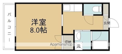セラヴィＲ[1K/26.49m2]の間取図