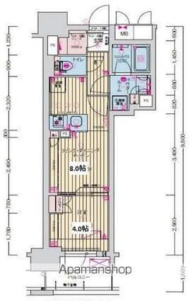 プレサンス名駅南ブリエ[1LDK/33.26m2]の間取図