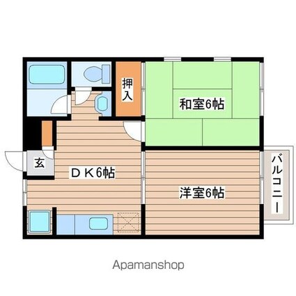 エクセレント南吉成　壱番館[2DK/39.7m2]の間取図