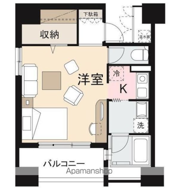 香川県高松市瓦町１丁目[1K/36.7m2]の間取図