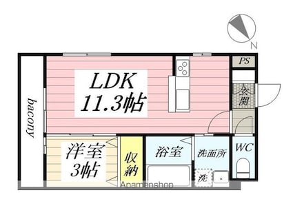 エクセレンス・クー[1LDK/34.36m2]の間取図