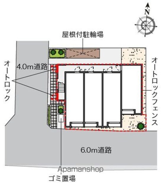 クレイノＦＲＥＥＳＩＡ[1K/22.97m2]の配置図