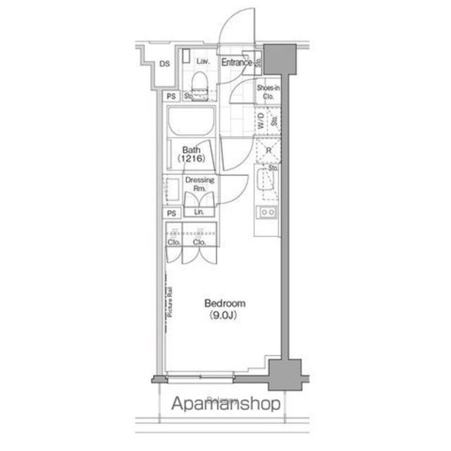 ザ・パークハビオ新宿[1R/25.01m2]の間取図