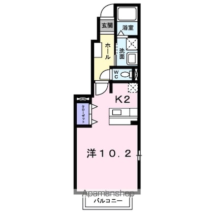 フレンドリーＫＵＢＯ　Ｂ[1R/32.9m2]の間取図