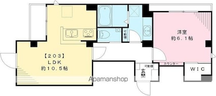 ラシーネ・テラス文京千駄木[1LDK/39.97m2]の間取図