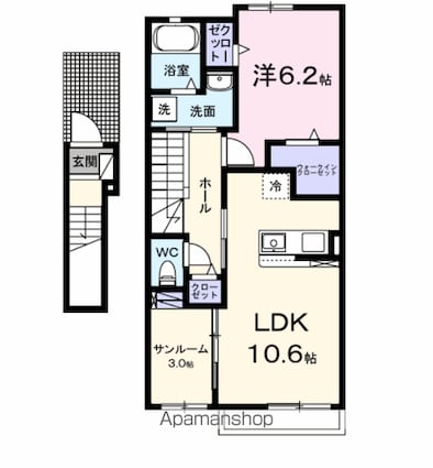 アイランドヒルズ右籾　Ⅱ[1LDK/51.63m2]の間取図