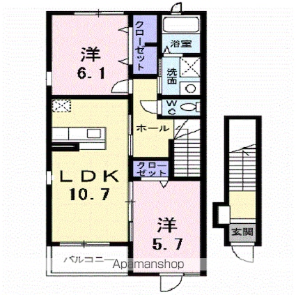 ヴァーチュ　Ａ[2LDK/56.47m2]の間取図