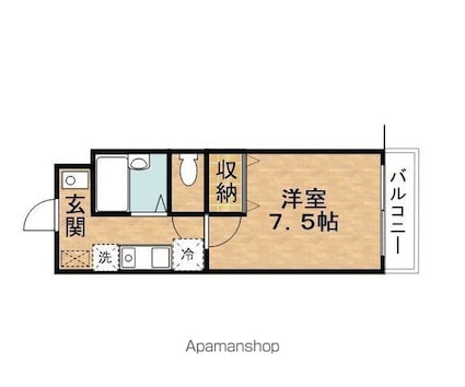 アルカディア堂山[1K/23.78m2]の間取図