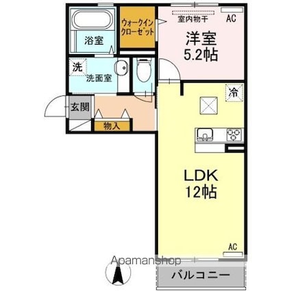 アヴァンスⅡ[1LDK/43.89m2]の間取図