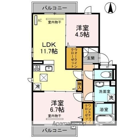 大阪市平野区背戸口のアパートの間取り