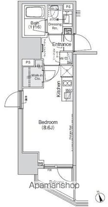 Ｂｅｌｌｅ　Ｖｕｅ新橋[1R/25.52m2]の間取図