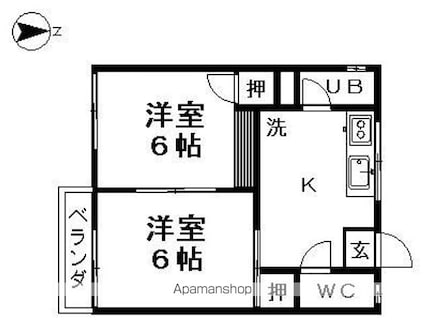 フォーブル真天[2K/34.78m2]の間取図