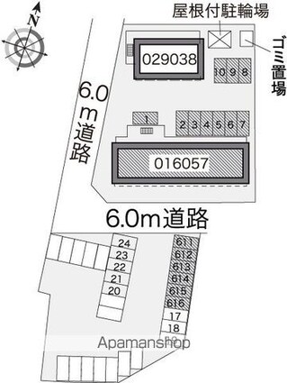 レオパレスフリーダム稲田[1K/23.18m2]の配置図