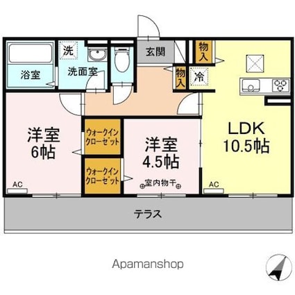 ＤーｒｏｏｍＫＯＴＯＢＵＫＩ[2LDK/55.03m2]の間取図