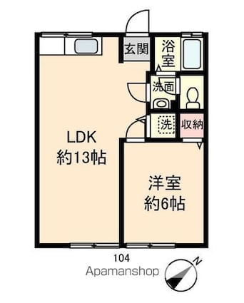 ハイツカアムＡ・Ｂ[1LDK/40.91m2]の間取図