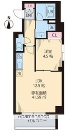 東京都杉並区高円寺北１丁目[1LDK/41.59m2]の間取図