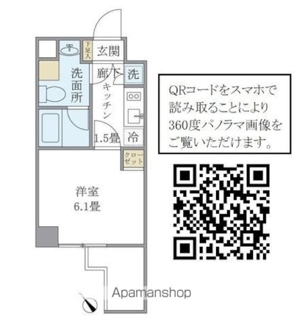ＫＤＸレジデンス門前仲町[1K/22.1m2]の間取図