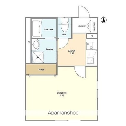 東川フラッツ[1K/26.05m2]の間取図