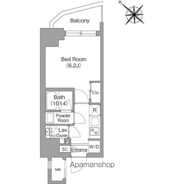コンフォリア・リヴ横浜平沼[1K/21.12m2]の間取図