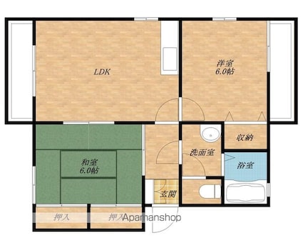 エクシード岸和田[2LDK/51.43m2]の間取図