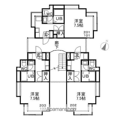 みゆき[1K/24.84m2]の配置図