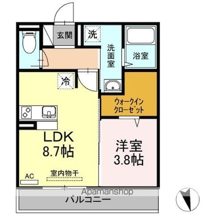 ＩＳＯＫＡＺＥ[1LDK/35.3m2]の間取図