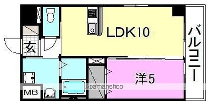 ＧＡＲＩＲＥＯ　ＶＩＮＧＴＣＩＮＱ　ＴＥＲＲＡＣＥ[1LDK/35.37m2]の間取図